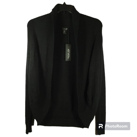 Rachel Zoe Sweaters - Black Open Cardigan Sweater by Rachel Zoe Size Small Long Sleeve Nylon